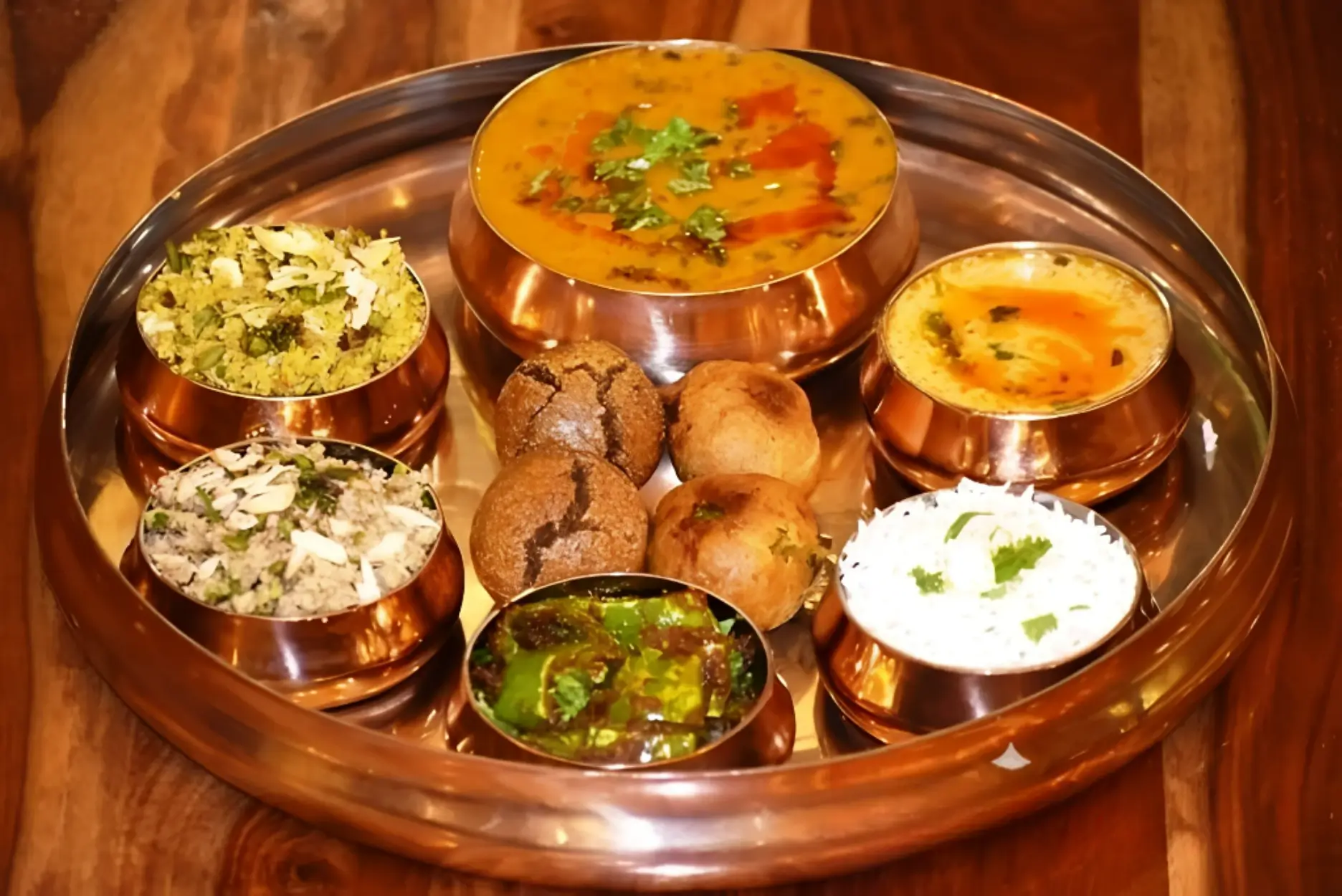 rajasthani thali , daal-bati, churma img